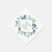 セージグリーンブルーホワイトパステルフローラ結婚ズ スタンダードカクテルナプキン (角)