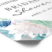 セージグリーンブルーホワイトフローラブライダルシャワー標識 ポスター (角)