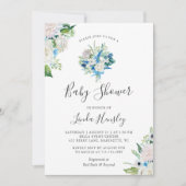 セージグリーンブルーホワイトフローラブーケベビーシャワー 招待状 (正面)