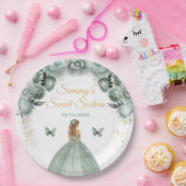 セージグリーンブロンデヘアプリンセスSweet sixteen ペーパープレート (パーティー)