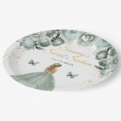 セージグリーンブロンデヘアプリンセスSweet sixteen ペーパープレート (アングル)