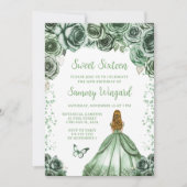 セージグリーンブロンデヘアプリンセスSweet sixteen 招待状 (正面)