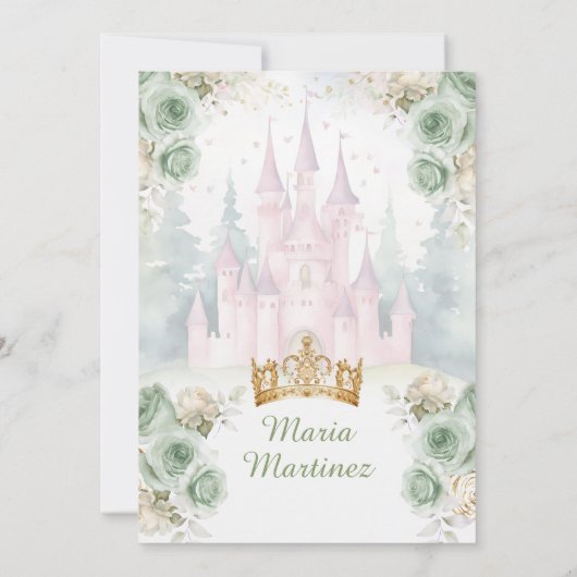 セージグリーンプリンセスキャッスルアンドフォレストミスカンス 招待状 (裏面)