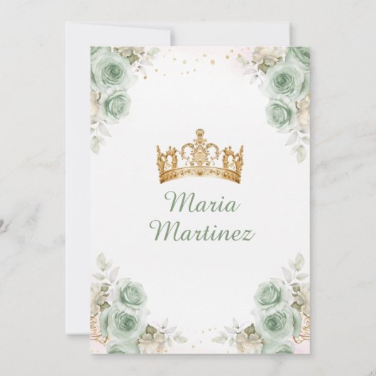 セージグリーンプリンセスドレスフローラ金ゴールドキンセアニラ 招待状 (裏面)