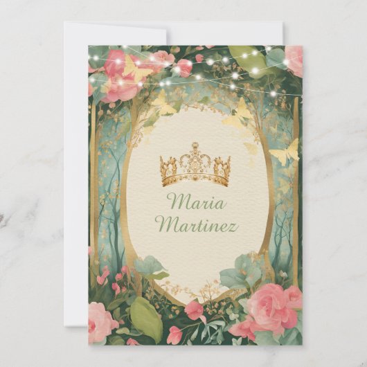 セージグリーンプリンセスドレス金ゴールドフォレストミクリン 招待状 (裏面)