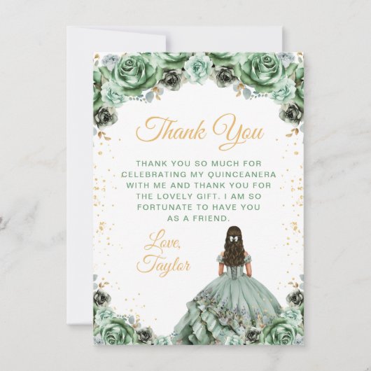 セージグリーンプリンセスフローラキンセアニラ サンキューカード (正面)