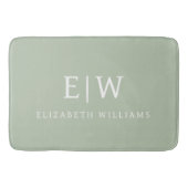セージグリーンプロフェッショナルシンプルモノグラムミニマリスト バスマット (正面)