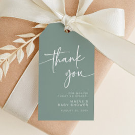 セージグリーンベイビーシャワーメッセージカードありがとうモダン ギフトタグ