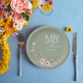 セージグリーンベビーイン開花紙プレート ペーパープレート