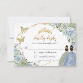 セージグリーンベビーブルーフローラツインズ金ゴールドキンセアニラ 出欠カード (正面)