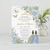 セージグリーンベビーブルーフローラツインズ金ゴールドキンセアニラ 招待状 (スタンド正面)