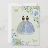 セージグリーンベビーブルーフローラツインズ金ゴールドキンセアニラ 招待状 (裏面)