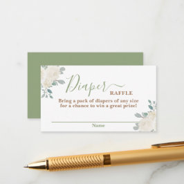 セージグリーンベビーベビー服おむつラッフルカード エンクロージャーカード