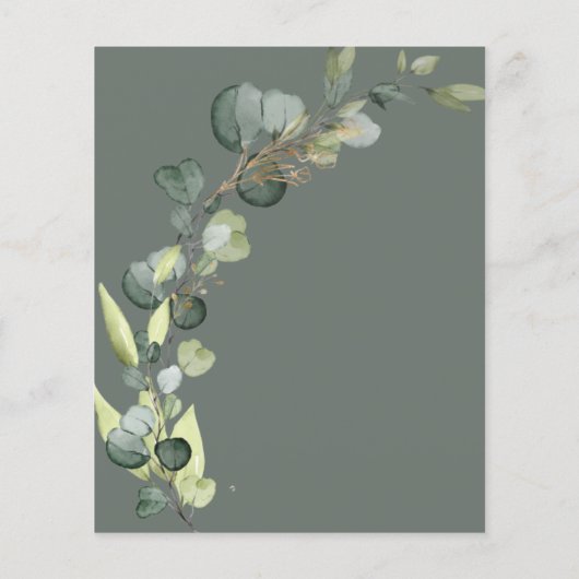 セージグリーンベビー散水シャワー招待状 (裏面)