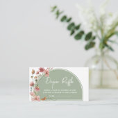 セージグリーンベビー開花ベビーシャワーおむつラッフル エンクロージャーカード (スタンド正面)