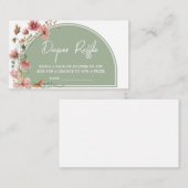 セージグリーンベビー開花ベビーシャワーおむつラッフル エンクロージャーカード (正面/裏面)