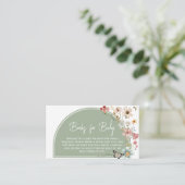 セージグリーンベビー開花ベビーシャワーブズベビー エンクロージャーカード (スタンド正面)