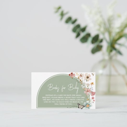 セージグリーンベビー開花ベビーシャワーブズベビー エンクロージャーカード (スタンド正面)