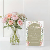 セージグリーンベビー開花ベビーシャワー招待状 招待状