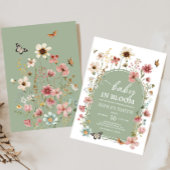 セージグリーンベビー開花ベビーシャワー 招待状