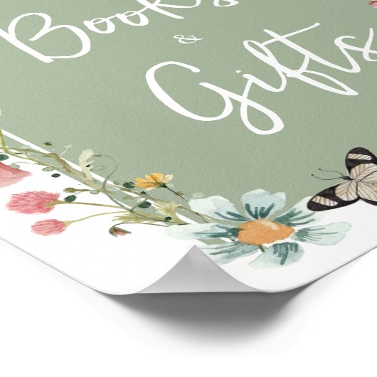 セージグリーンベビー開花ベビーシューウブックスアンドギフト ポスター (角)