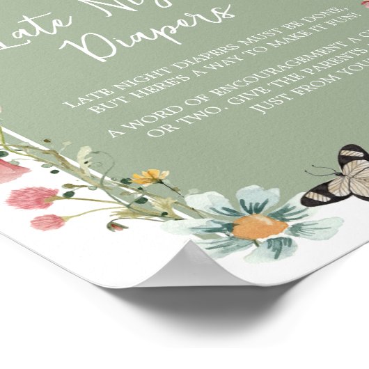 セージグリーンベビー開花深夜おむつ ポスター (角)