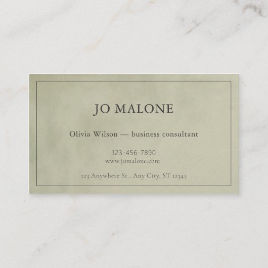 セージグリーンベルベットのテクスチャーエレガント会社 名刺 (裏面)