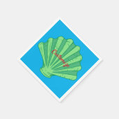 セージグリーンホタテ貝Thunder_Cove スタンダードカクテルナプキン (角)