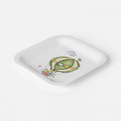 セージグリーンホットエアバルーンフローラガールベビーシャワー ペーパープレート (傾斜あり)