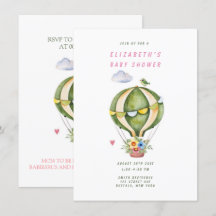 セージグリーンホットエアバルーンフローラガールベビーシャワー