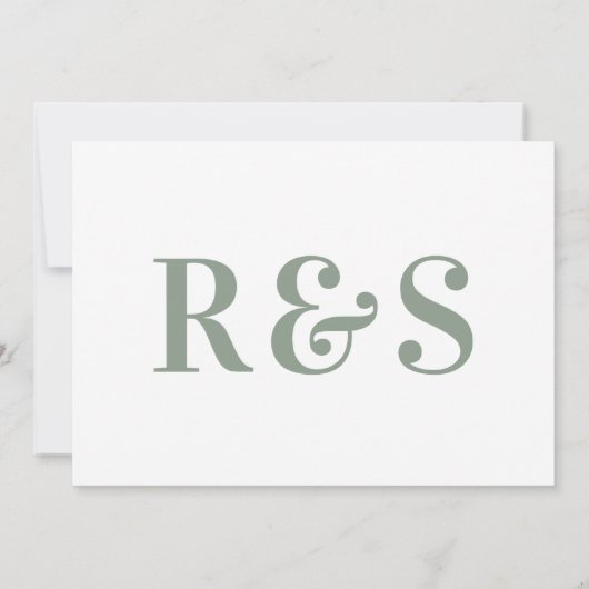 セージグリーンホワイトはっきりしたシンプル セーブザデート (裏面)