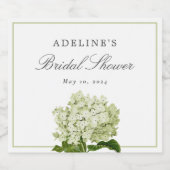 セージグリーンホワイトアジサイエレガントブライダルシャワー スパークリングワインラベル (シングルラベル)