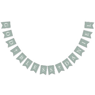 セージグリーンホワイトクロスボーイバプテスバスティスバンティングフラッグ バンティングフラッグ