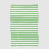 セージグリーンホワイトストライプ春サマーカスタムギフト ゴルフタオル (正面)