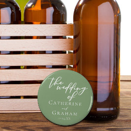 セージグリーンホワイトタイポグラフィミニマル結婚リスト 栓抜き