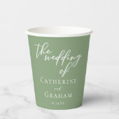 セージグリーンホワイトタイポグラフィミニマル結婚リスト 紙コップ (正面)