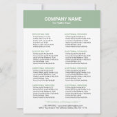 セージグリーンホワイトネイルサロンチラシ価格表 招待状 (裏面)