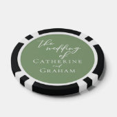 セージグリーンホワイトパーソナライズされたタイポグラフィ結婚ズ ポーカーチップ (シングル)