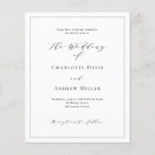 セージグリーンホワイトフォーマル結婚式招待状 (正面)