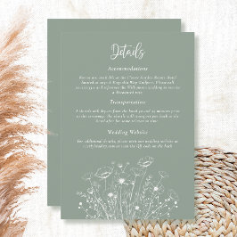 セージグリーンホワイトフローラ詳細エンクロージャカード 招待状
