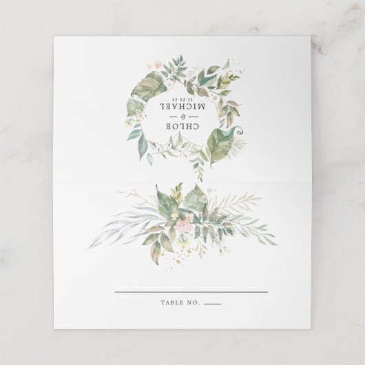 セージグリーンホワイトボタニッ結婚クス プレイスカード (外部開封)