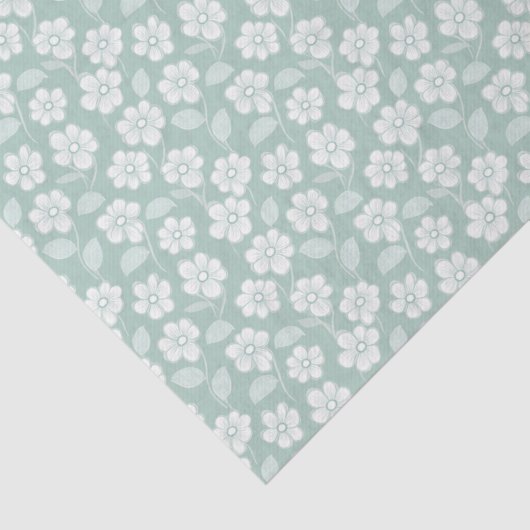 セージグリーンホワイトボホ花模様ベビーシャワー誕生日 薄葉紙 (詳細)