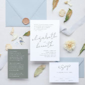 セージグリーンホワイトモダン名前をカスタムする結婚ズ 出欠カード