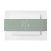 セージグリーンホワイトモノグラムフローラアクセントイニシャル 招待状ベリーバンド (正面例)