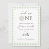 セージグリーンホールインワンゴルフ誕生日招待状 招待状 (正面)