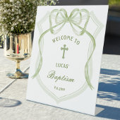 セージグリーンボウクレストバプティスウェルカム 台座サイン