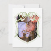 セージグリーンボウクレストバプテスマサンキューカード 招待状 (正面)