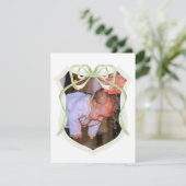 セージグリーンボウクレストバプテスマサンキューカード 招待状 (スタンド正面)