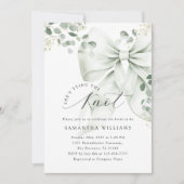 セージグリーンボウグリーナリーブライダルシャワー 招待状 (正面)