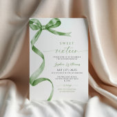セージグリーンボウスウィート16誕生日招待状 招待状